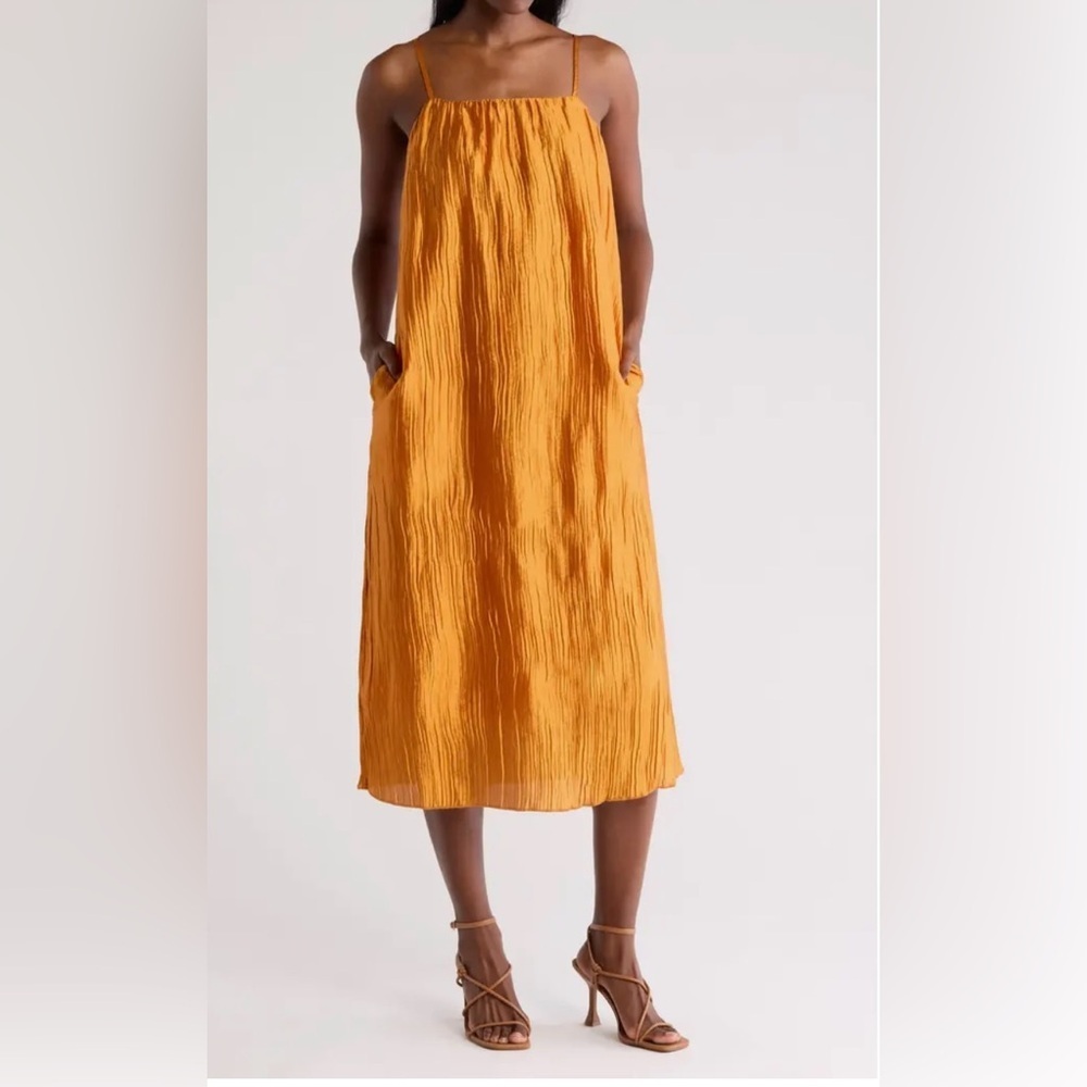 Melloday Textured Midi Slipdress Color: Rust Size :S